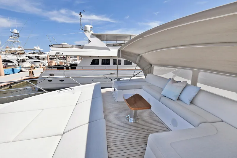 Slide: The Image of Luxurious 2022 Azimut 72 FLY yacht with spacious deck and comfortable seating. - 18