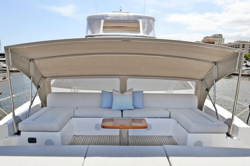 Slide: The Image of Luxury seating area on 2022 Azimut 72 FLY yacht with canopy. - 20