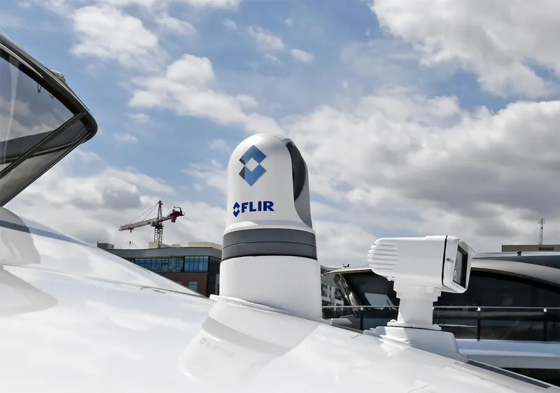 Slide: The Image of FLIR camera system on 2022 Azimut 72 FLY yacht under a cloudy sky. - 23