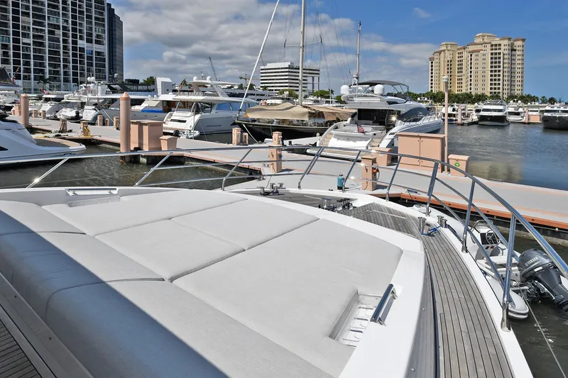 Slide: The Image of Azimut 72 FLY 2022 yacht docked at a marina with other boats. - 24