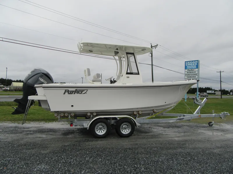 Slide: The Image of 2024 Parker 2200 Center Console boat on a trailer. - 6