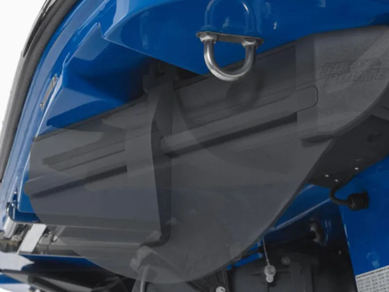 Slide: The Image of 2024 Yamaha Boats 222XD rear view, showcasing the boat's hull and hardware. - 3