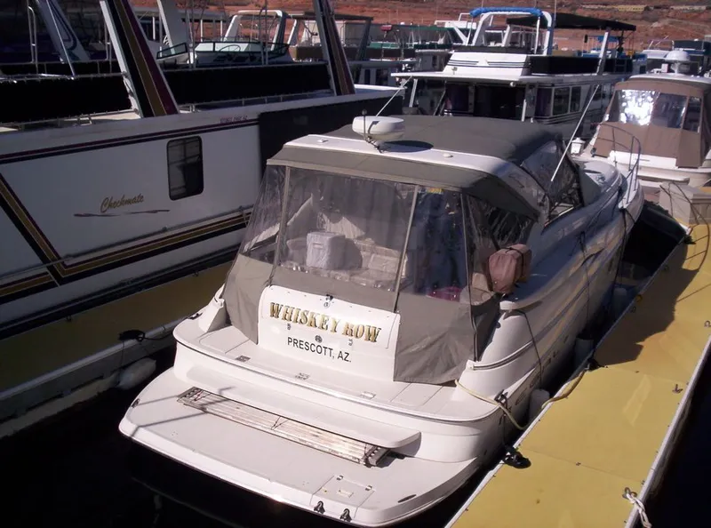 Slide: The Image of 2001 Regal 4160 Commodore yacht docked at marina, Prescott, AZ. - 7