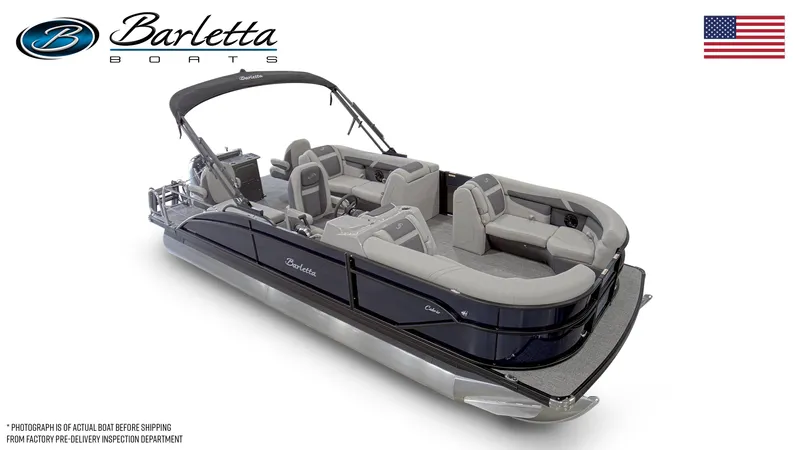 Slide: The Image of 2024 Barletta C22CC pontoon boat with luxurious seating and sleek design. - 3