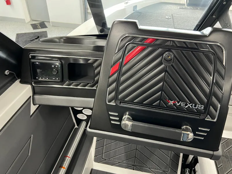 Slide: The Image of 2024 Vexus DVX 20S boat dashboard with modern controls and sleek design. - 28