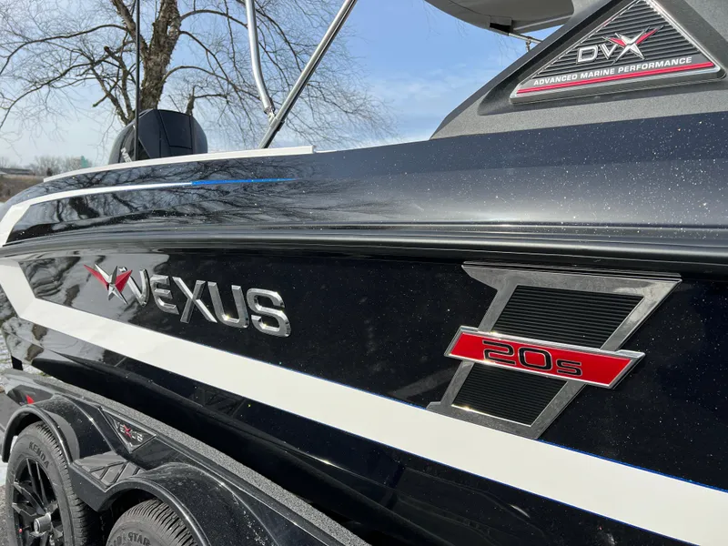 Slide: The Image of 2024 Vexus DVX 20S boat side view with logo and model details. - 3