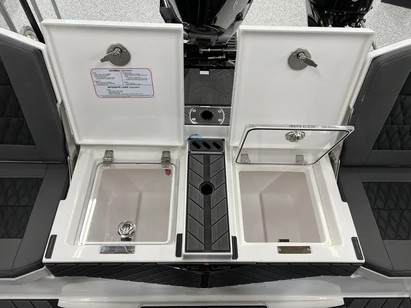 Slide: The Image of 2024 Vexus DVX 20S boat storage compartments and seating. - 43
