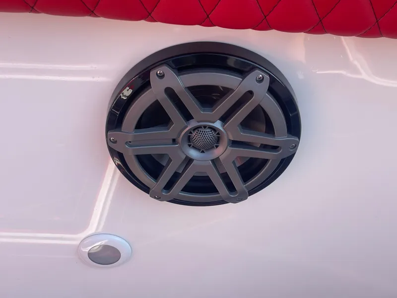 Slide: The Image of Close-up of a speaker on a 2008 Deep Impact 36di boat. - 21