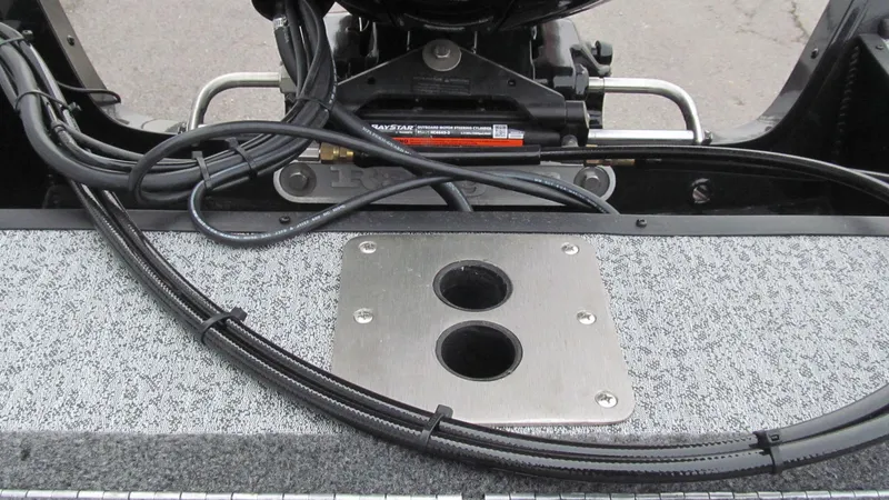 Slide: The Image of 2024 Ranger VS1782SC Reata boat engine wiring and mounting plate. - 14