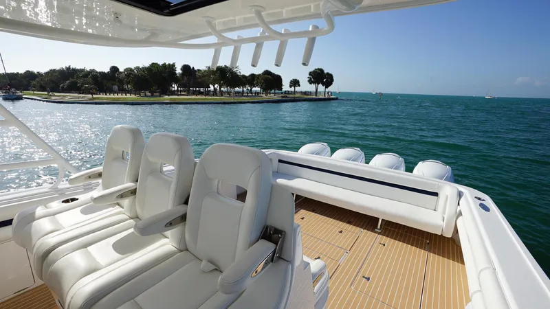 Slide: The Image of 2016 Intrepid 475 Panacea boat interior with ocean view. - 8