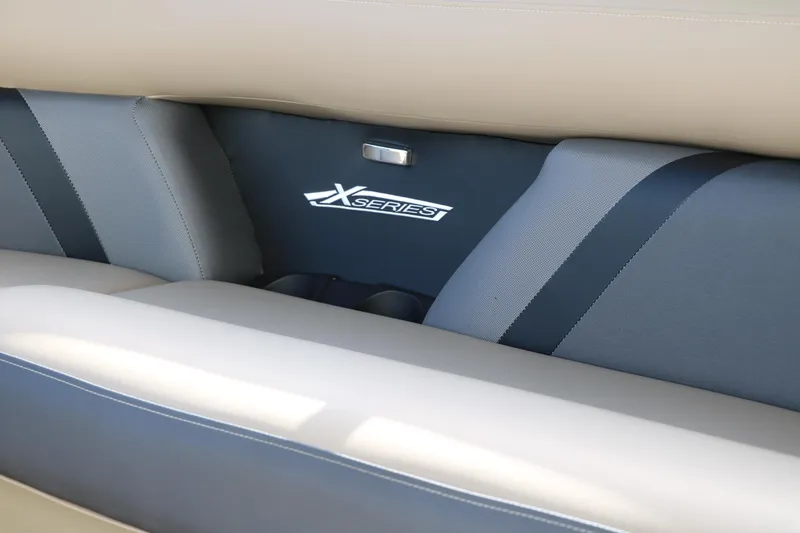 Slide: The Image of 2025 Sylvan Mirage X3 Party Fish boat interior seating. - 36