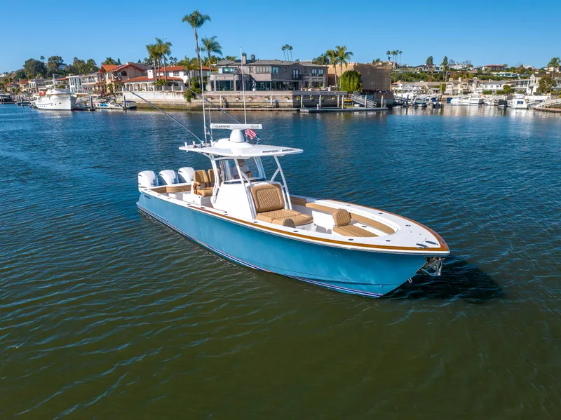 Slide: The Image of 2021 Valhalla Boatworks V37 in a scenic marina. - 29