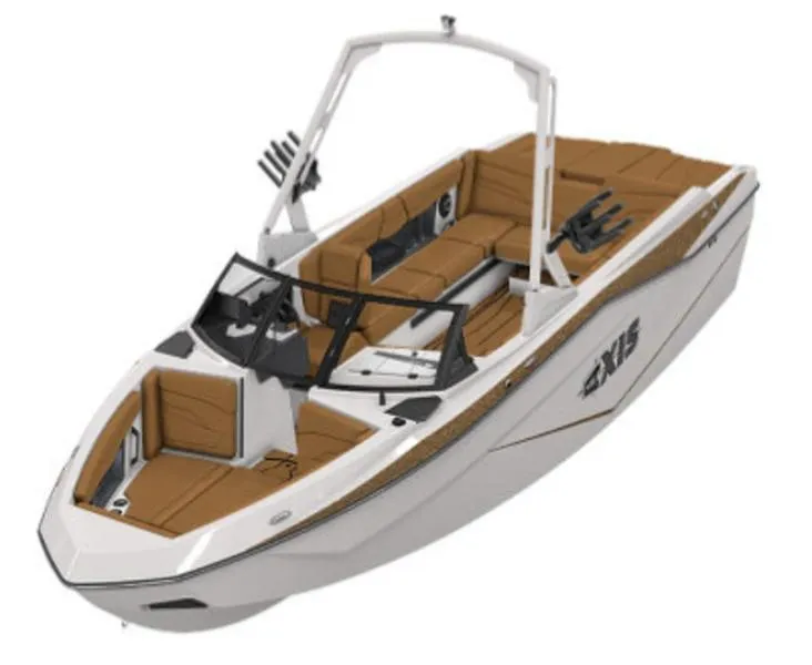 Slide: The Image of 2024 Axis T250 boat with white hull and tan interior. - 19