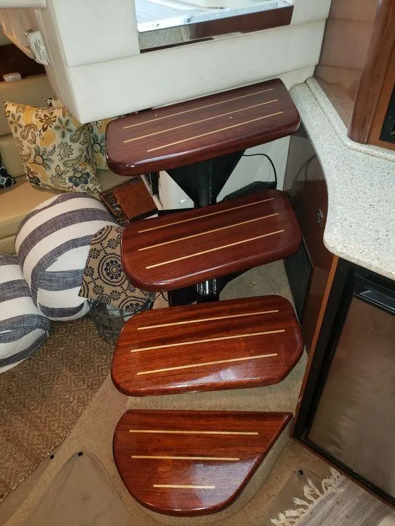 Slide: The Image of Wooden steps inside 2008 Sea Ray 38 Sundancer yacht. - 34