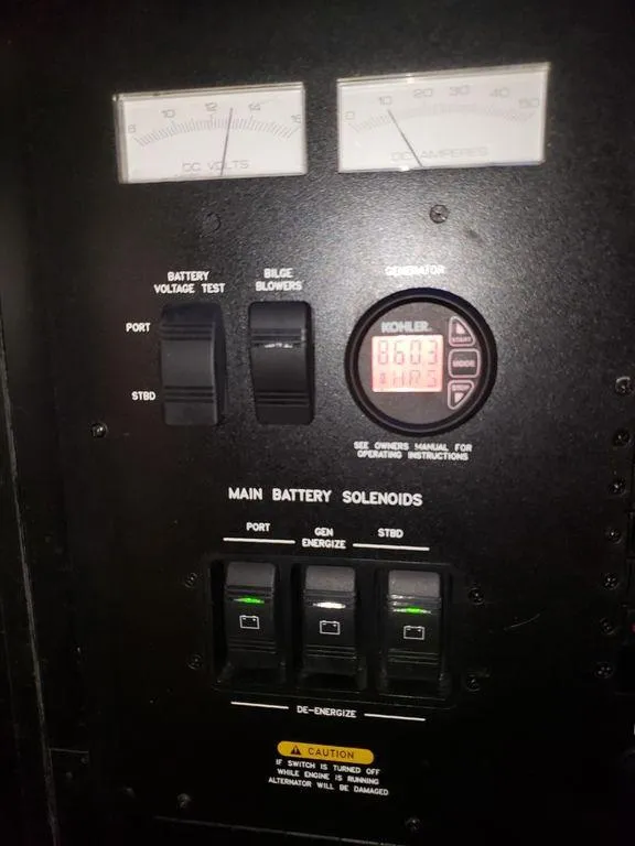 Slide: The Image of Control panel of a 2008 Sea Ray 38 Sundancer boat. - 45