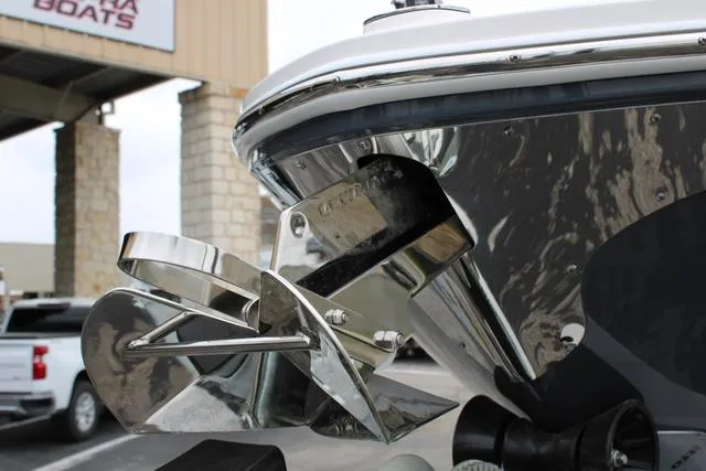 Slide: The Image of 2024 Regal LS6 Surf boat anchor detail with chrome finish. - 16