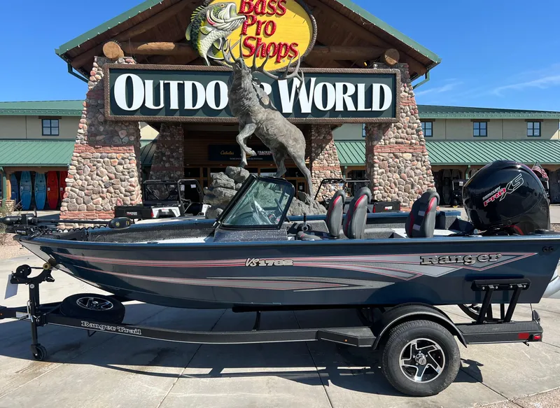 Slide: The Image of 2024 Ranger VS1782SC Angler boat displayed at Bass Pro Shops Outdoor World. - 0