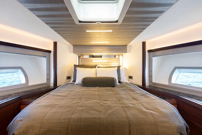 Slide: The Image of Luxurious bedroom interior of 2017 Ocean Alexander 70 E yacht with ocean view windows. - 30