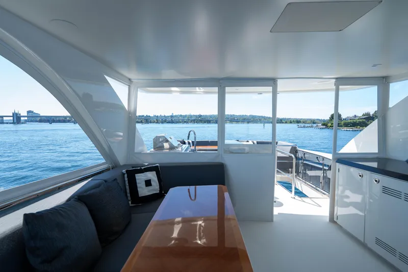 Slide: The Image of Luxurious interior of 2017 Ocean Alexander 70 E yacht with scenic water view. - 40