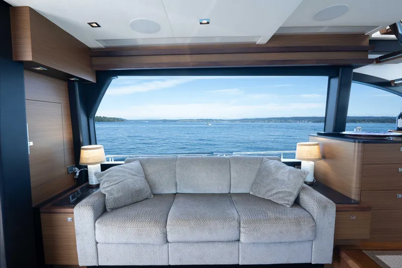 Slide: The Image of Luxurious interior of 2017 Ocean Alexander 70 E yacht with panoramic ocean views. - 13