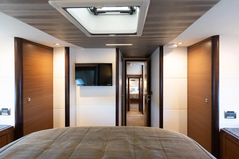 Slide: The Image of Luxurious bedroom interior of 2017 Ocean Alexander 70 E yacht with ocean view windows. - 31