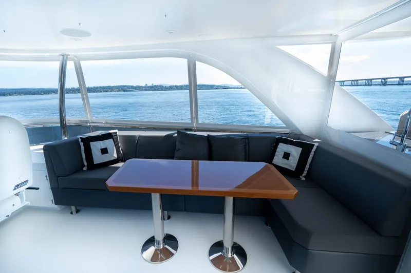 Slide: The Image of Luxurious 2017 Ocean Alexander 70 E yacht interior with scenic water view. - 42