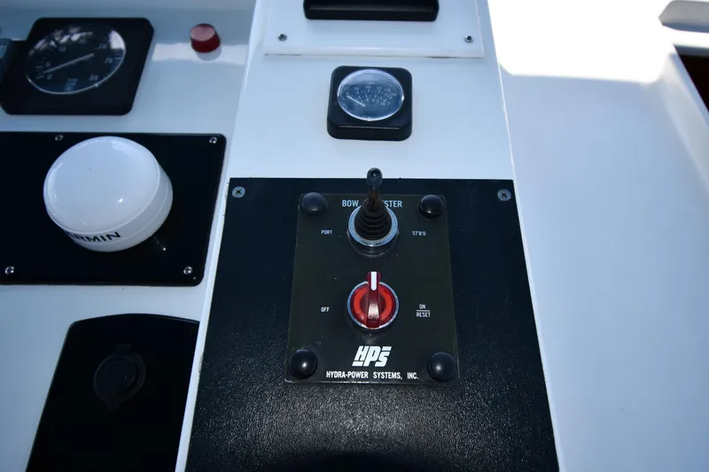 Slide: The Image of Control panel of a 1986 Lowland 64 Pilot House Long Range Motor Yacht. - 42