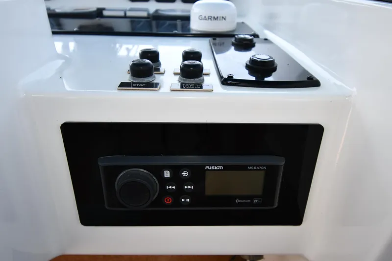 Slide: The Image of Control panel of a 1986 Lowland 64 Pilot House Long Range Motor Yacht. - 43