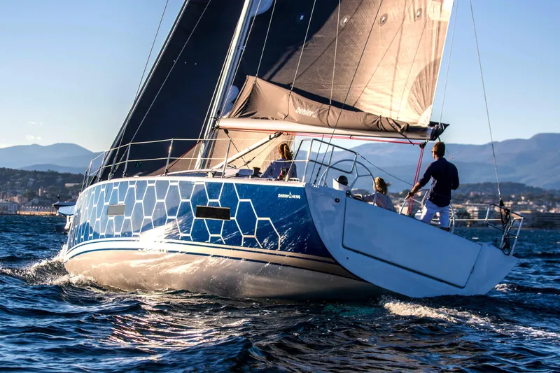 Slide: The Image of Sailing yacht Dehler 46 (2026) gliding on open sea with full sails. - 51