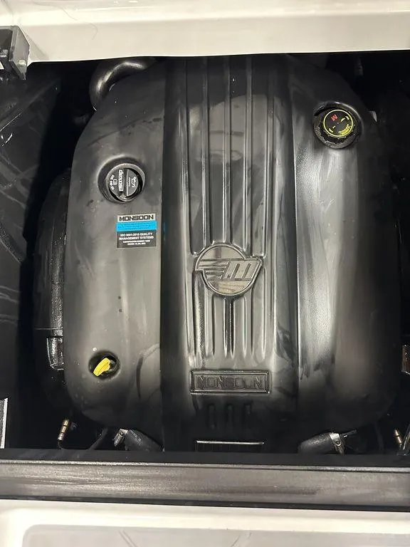 Slide: The Image of 2024 Malibu 23 LSV engine compartment showcasing Monsoon engine. - 22