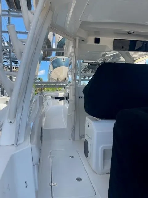 Slide: The Image of 2018 Boston Whaler 420 Outrage interior with sleek design and modern features. - 14