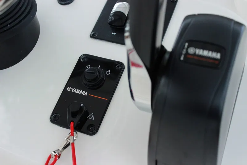 Slide: The Image of Close-up of Yamaha controls on a 2024 Pathfinder 2300 HPS boat. - 6