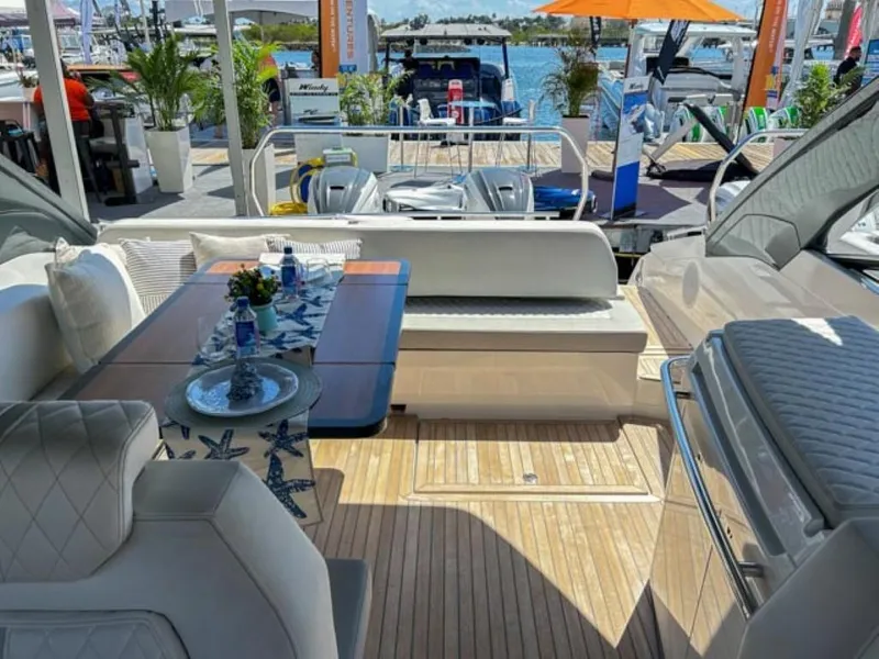 Slide: The Image of Luxurious seating area on the 2024 Windy 40 Camira SX yacht. - 17