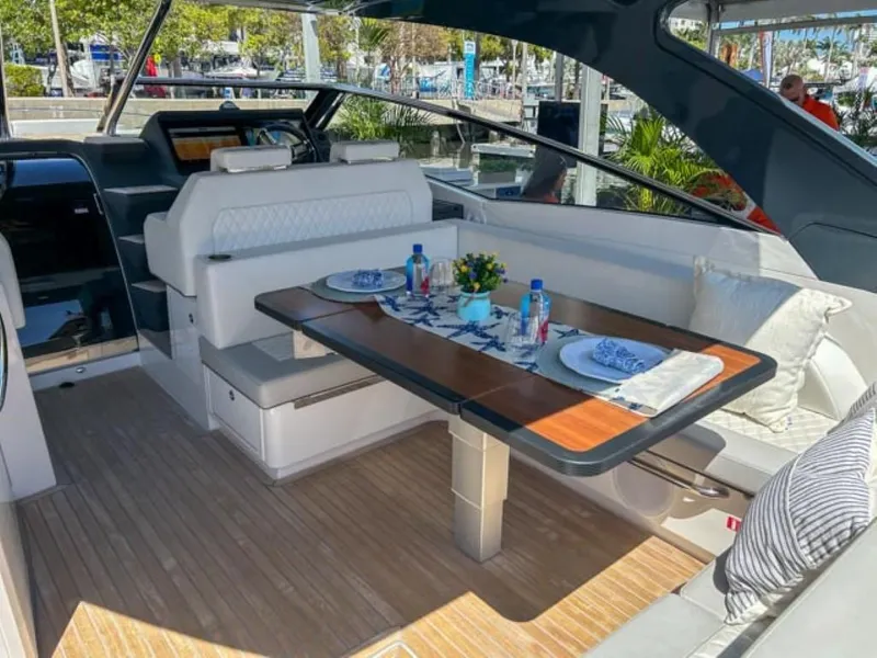 Slide: The Image of Luxurious dining area on the 2024 Windy 40 Camira SX yacht. - 19