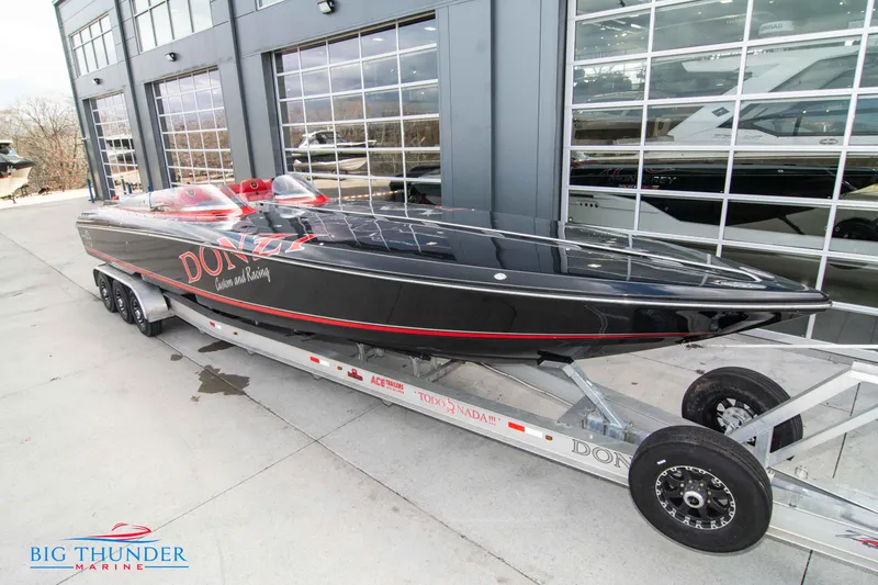 Slide: The Image of 2009 Donzi 38 ZRC speedboat on trailer at Big Thunder Marine dealership. - 6