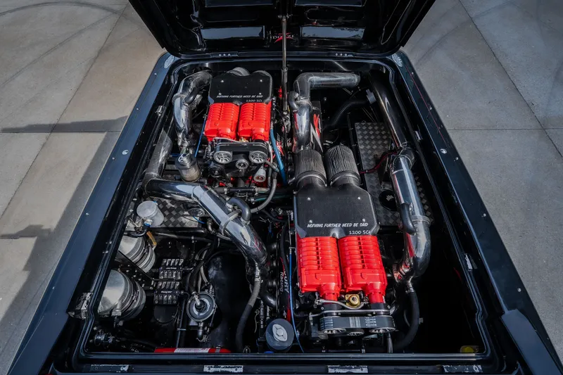 Slide: The Image of Engine compartment of a 2009 Donzi 38 ZRC with dual high-performance engines. - 45