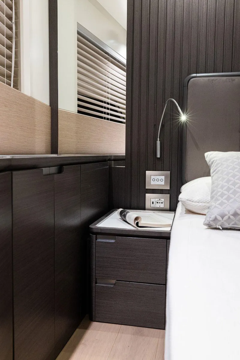 Slide: The Image of Modern interior of 2024 Rizzardi GR SESSANTATRE yacht bedroom with sleek design. - 15