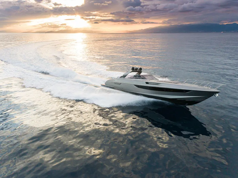 Slide: The Image of 2024 Rizzardi GR SESSANTATRE luxury yacht cruising at sunset. - 4