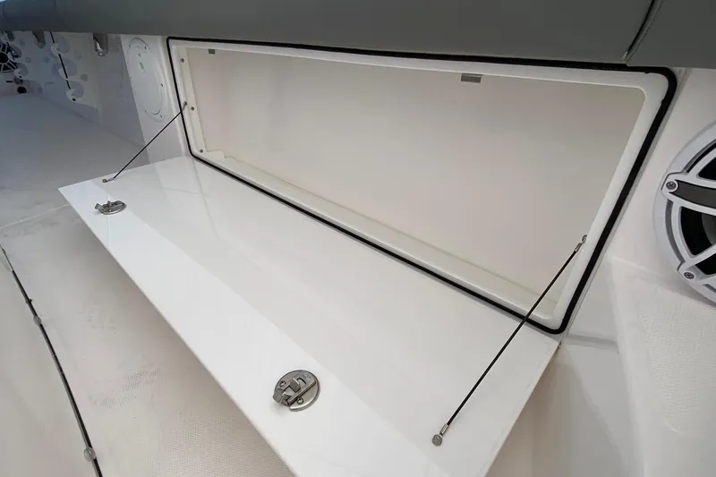 Slide: The Image of Open storage compartment on 2023 Everglades 273 boat. - 5