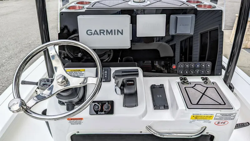 Slide: The Image of 2024 Tidewater 23 TPC Raptor boat console with Garmin navigation system. - 9