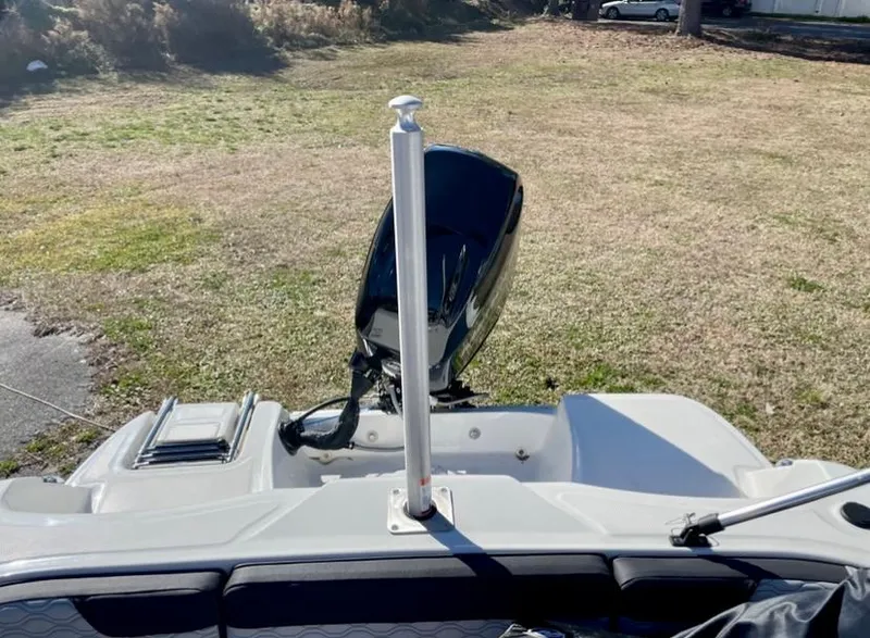 Slide: The Image of 2024 Bayliner Element M15 boat rear view with outboard motor. - 5