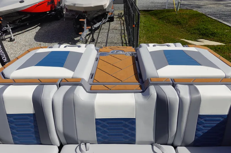 Slide: The Image of 2023 Malibu 25 LSV boat with stylish seating and deck design. - 42