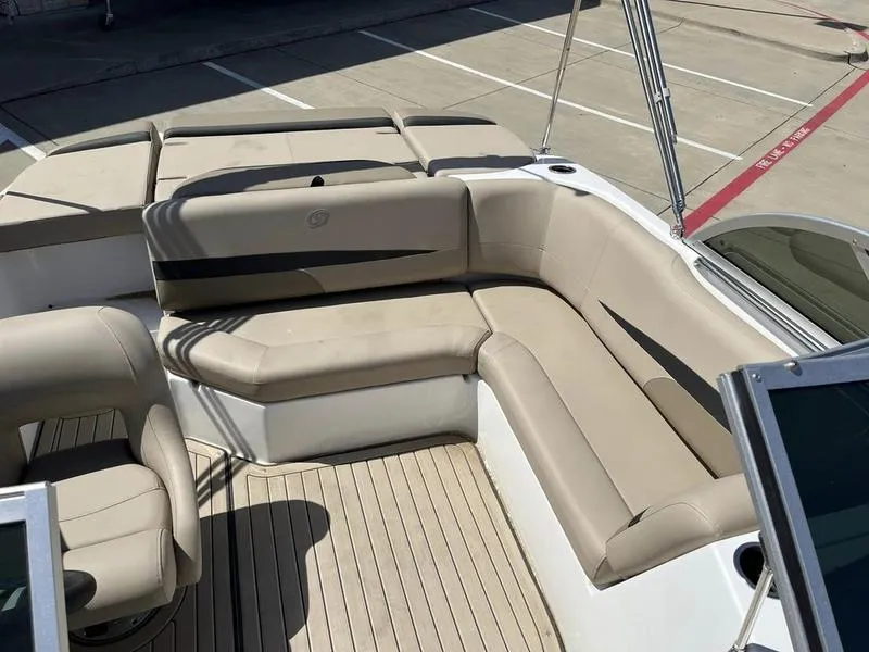 Slide: The Image of 2023 Hurricane SD187-IO boat with beige seating and spacious deck. - 12