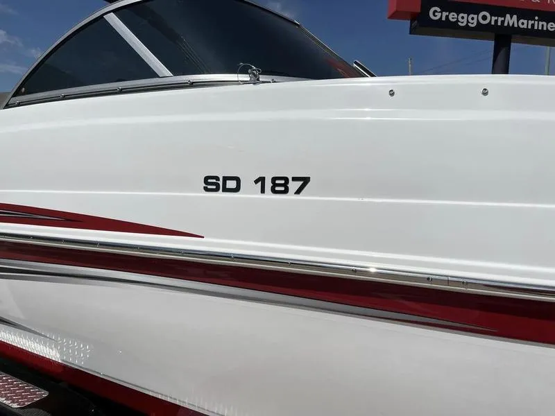 Slide: The Image of 2023 Hurricane SD187-IO boat side view with model name. - 4