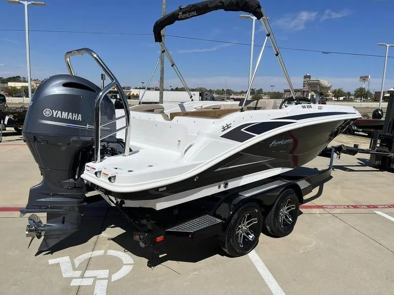 Slide: The Image of 2023 Hurricane SS205-OB boat with Yamaha outboard motor on trailer. - 4