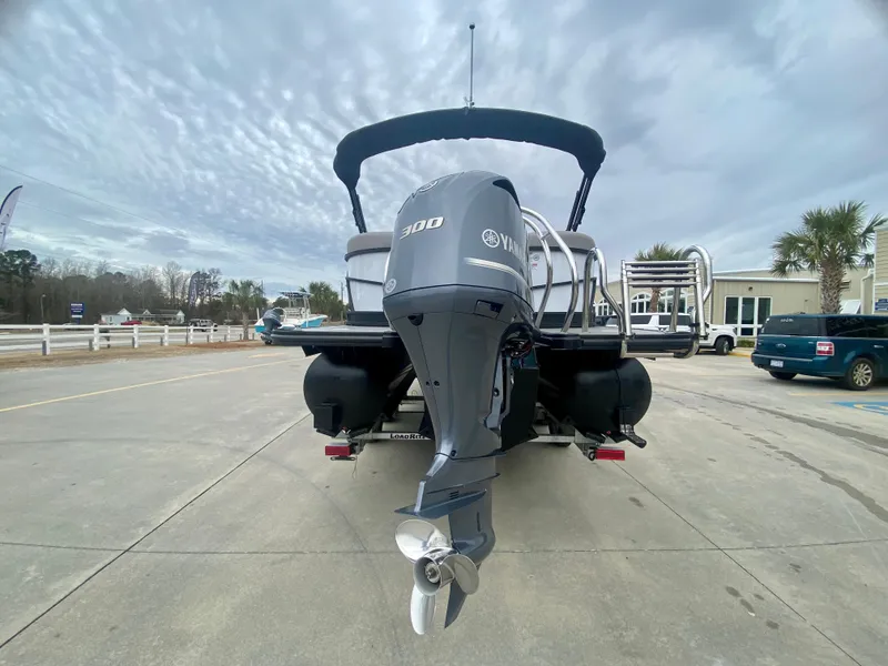 Slide: The Image of 2023 Starcraft SLS 3 boat with Yamaha 300 outboard motor, rear view. - 3