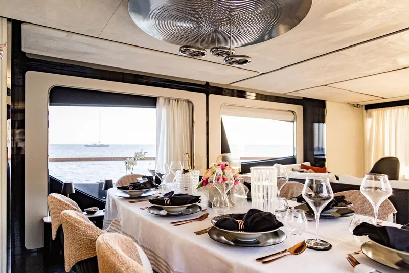Slide: The Image of Luxurious dining area on the 2024 Posillipo Technema 90 yacht. - 14