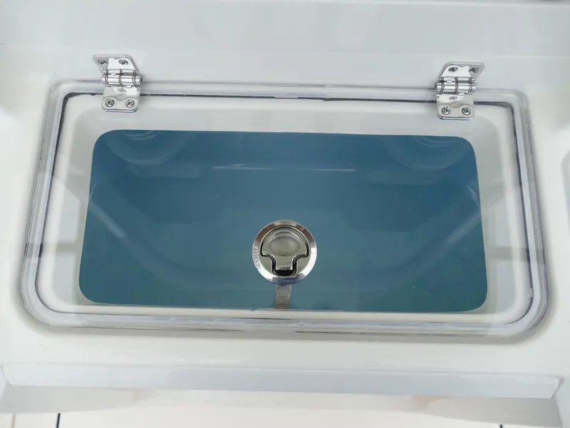 Slide: The Image of 2024 Pioneer 270 Pelagic livewell with clear lid and stainless steel latch. - 10