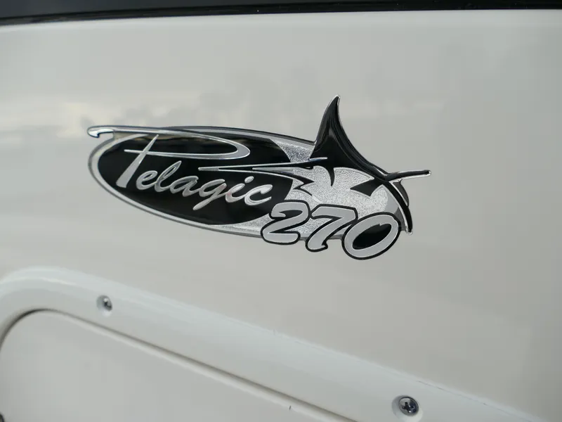 Slide: The Image of 2024 Pioneer 270 Pelagic logo on boat exterior. - 38