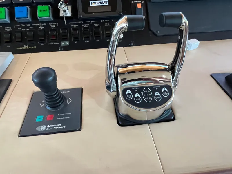 Slide: The Image of Control panel of a 1999 Hatteras 74 Sport Deck Motor Yacht. - 50